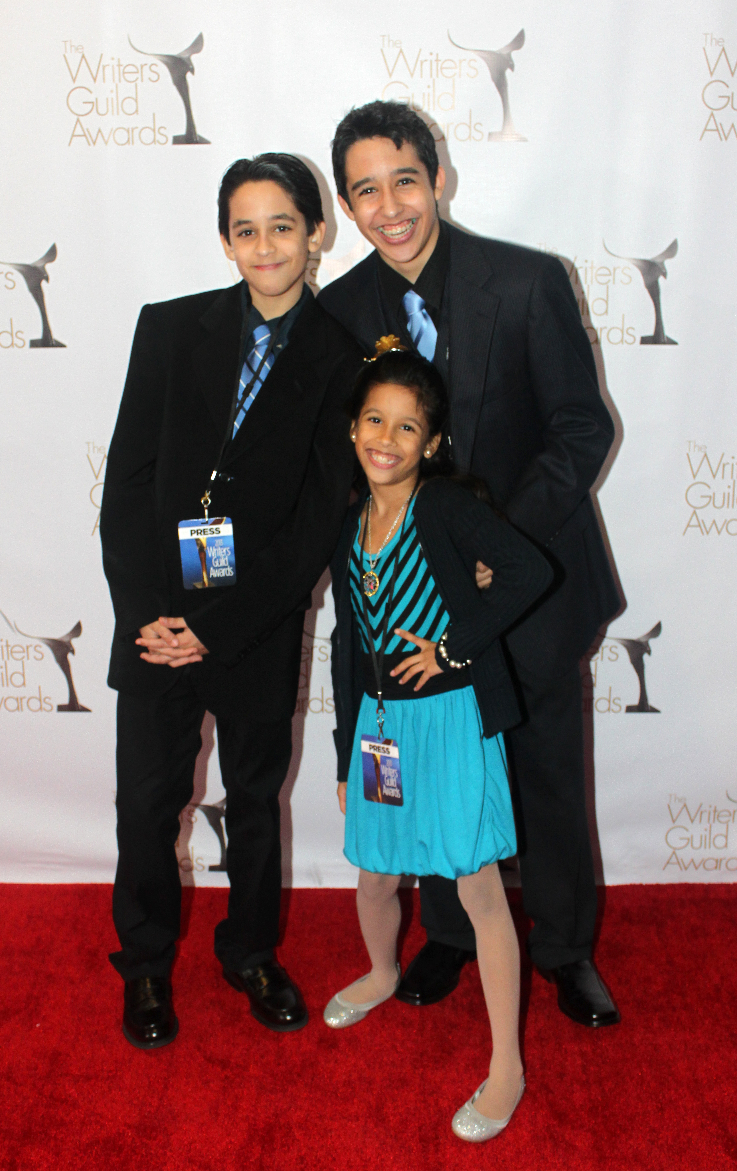 On the red carpet for the Writers Guild Awards covering as a host for Teens Wanna Know! with Nathaniel and Keira Pena.