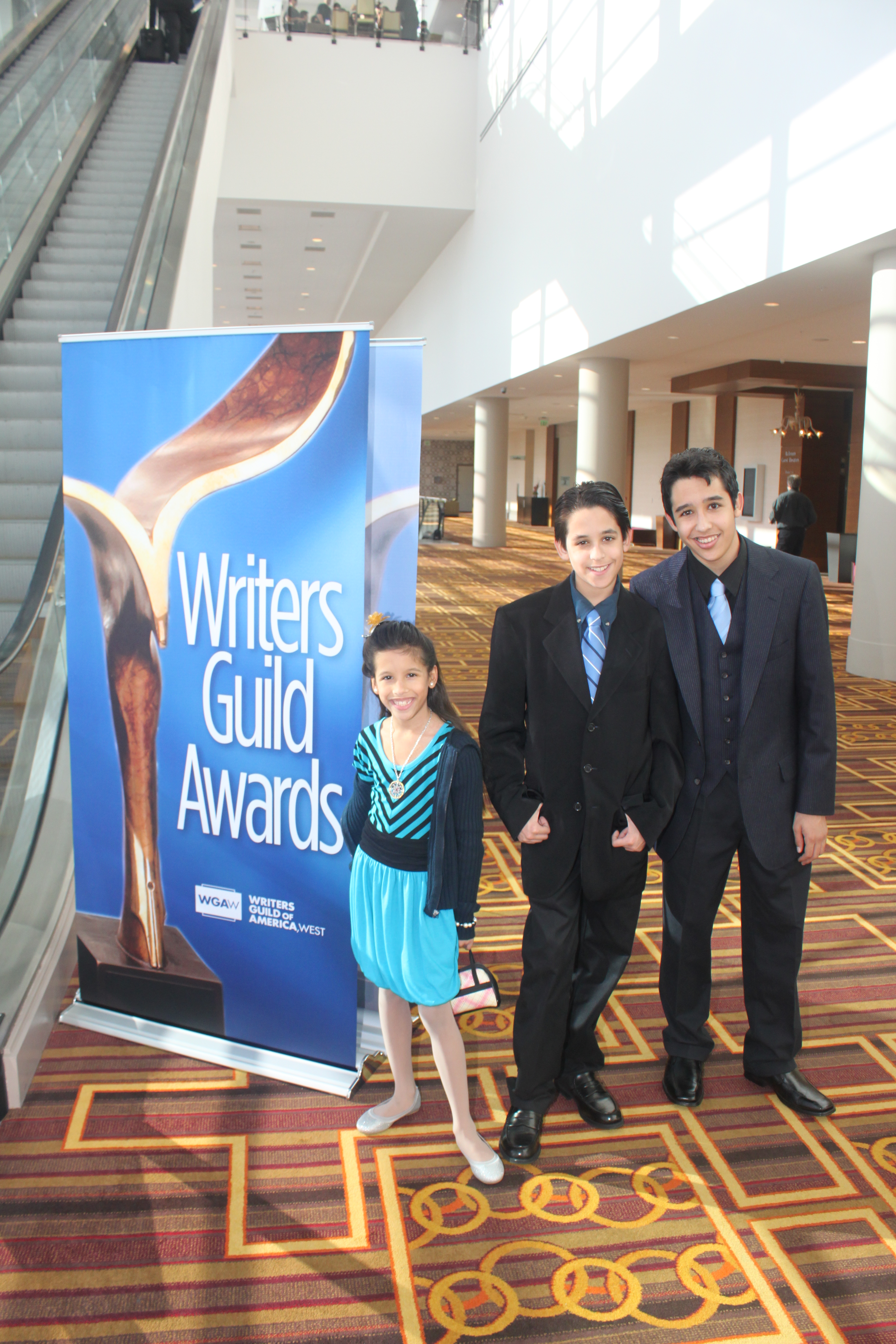 Arriving to The Writers Guild Awards with Nathaniel and Keira Pena