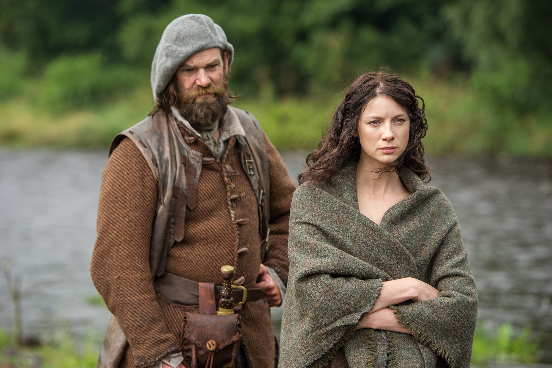 Still of Caitriona Balfe and Duncan Lacroix in Outlander (2014)