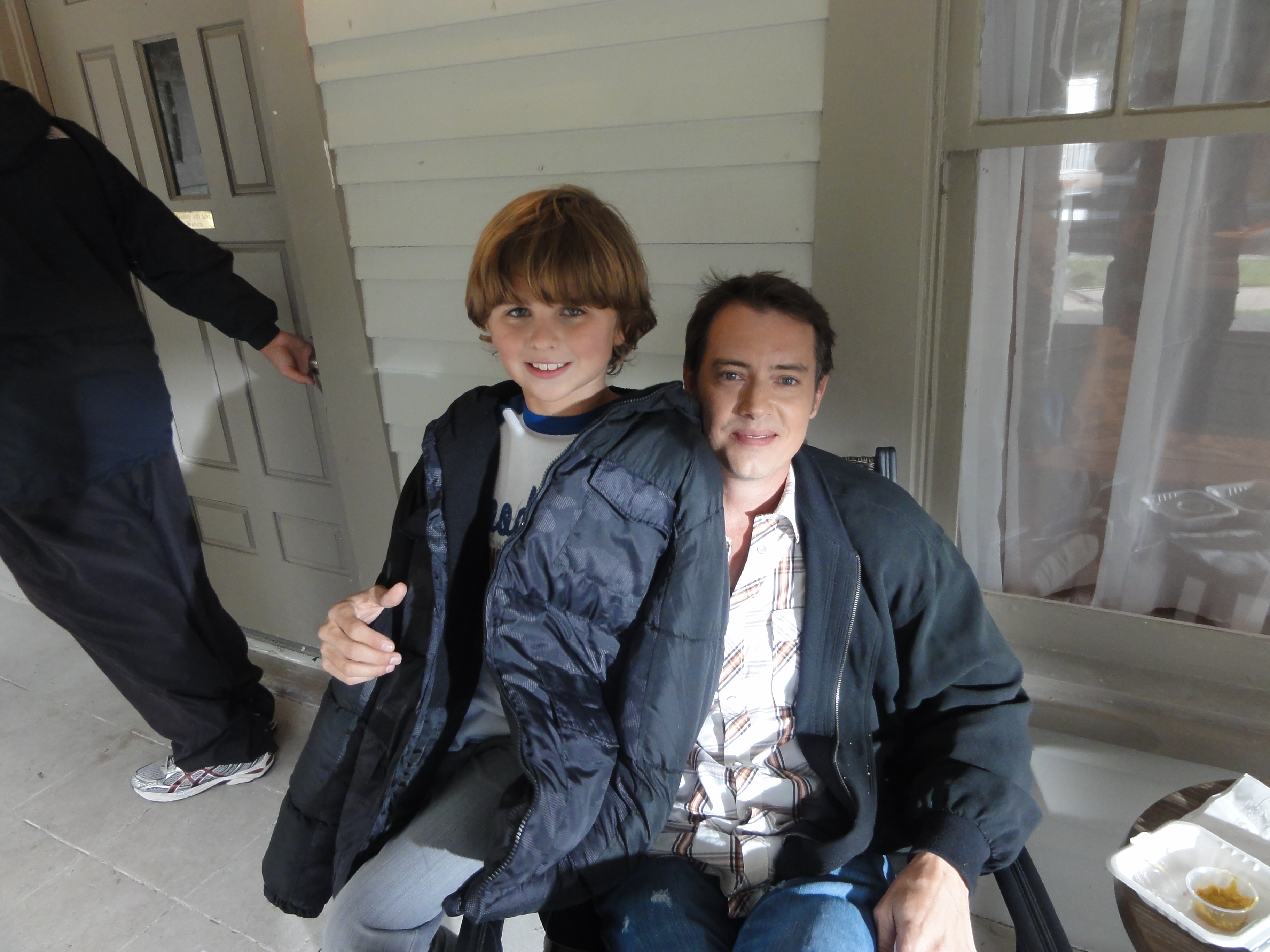 Greyson Moore and Jason London as Eddy and Stanley Walters on the set of The Lamp.