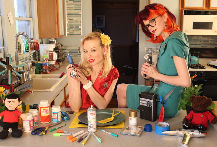 Mary Czerwinski (left) and Connor Bright (right) hosts of Glue Guns and Phasers, a Star Trek crafting series.