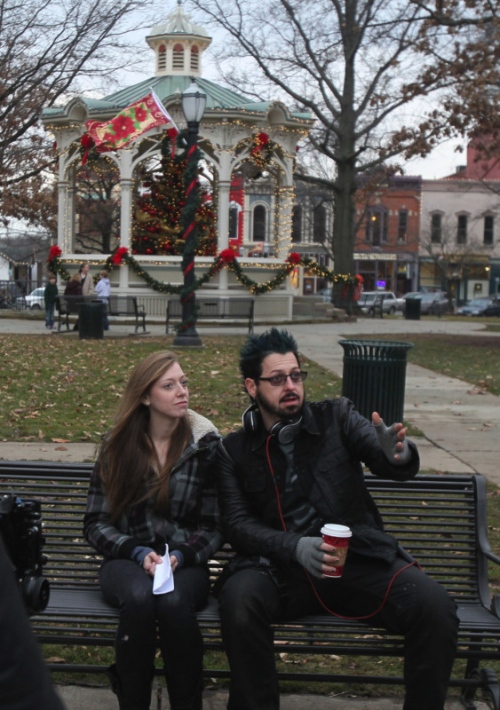 Johanna McGinley with Director Robert Hall on set of Fear Clinic.