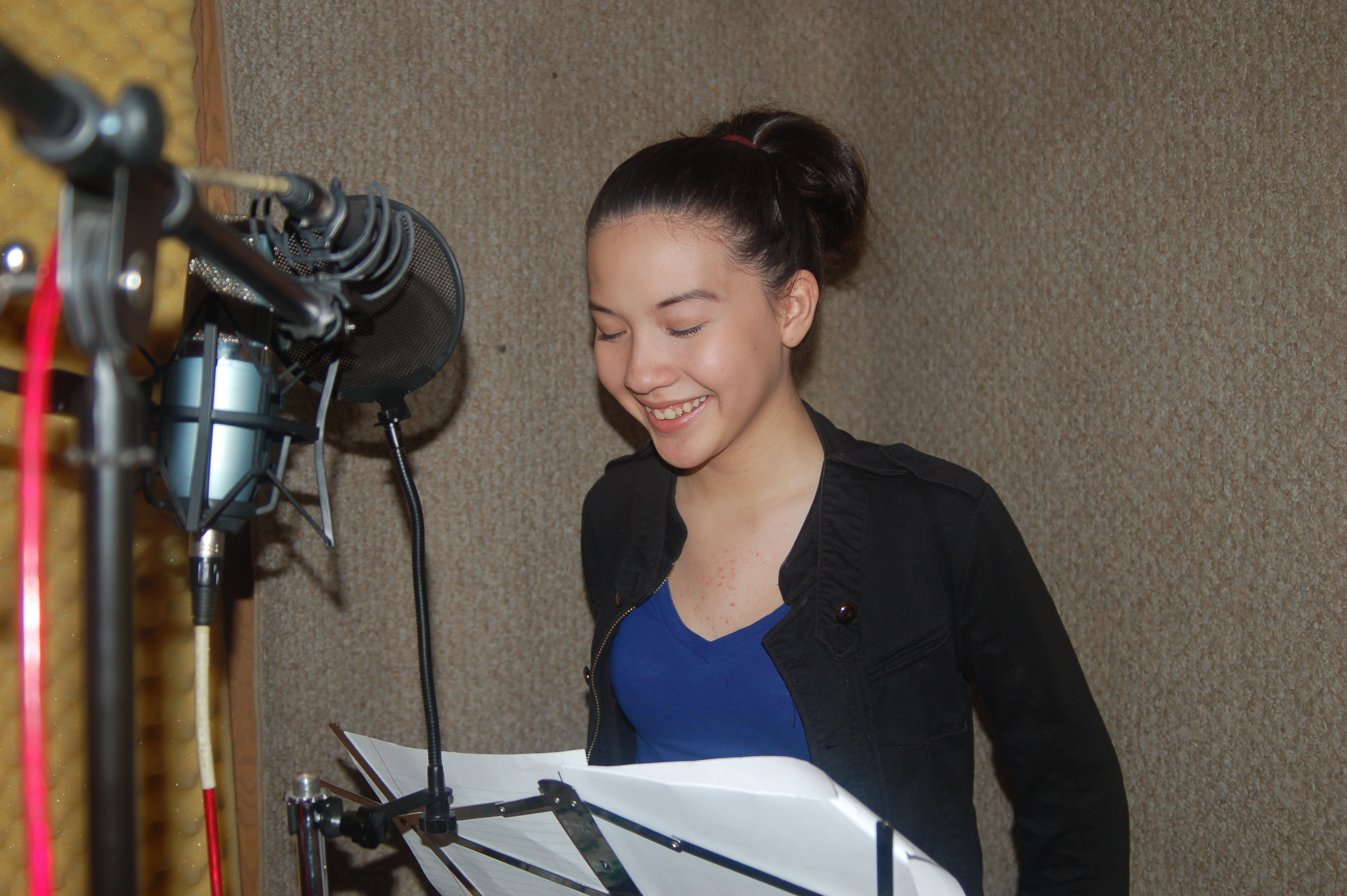 During V.O. narration for 