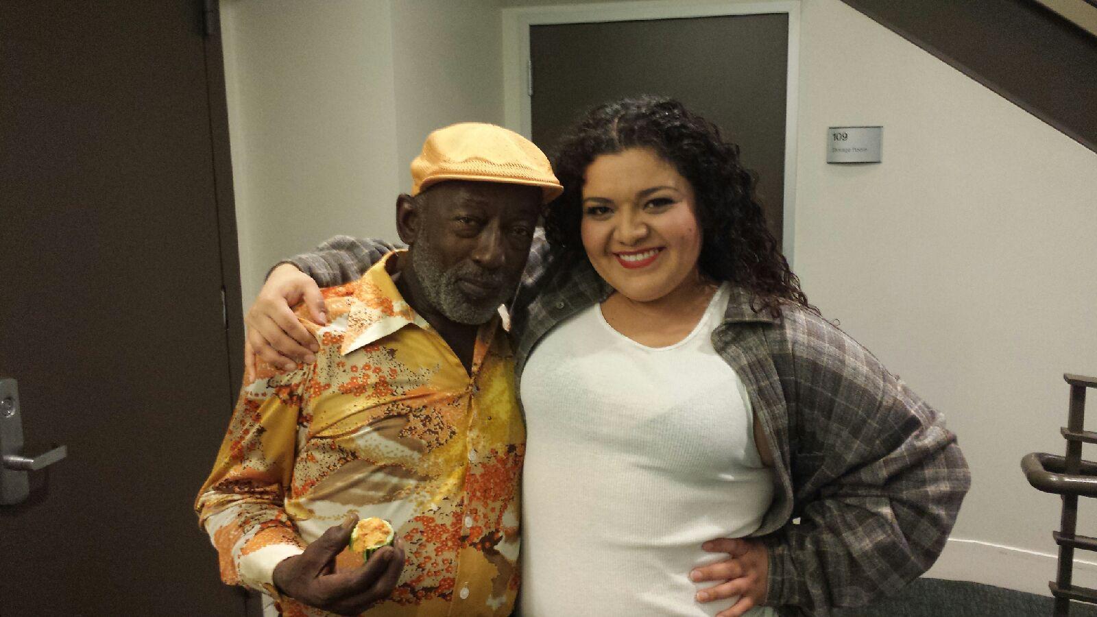 Garrett Morris and Sherry Mandujano on the set of Two Broke Girls: And The Crime Ring