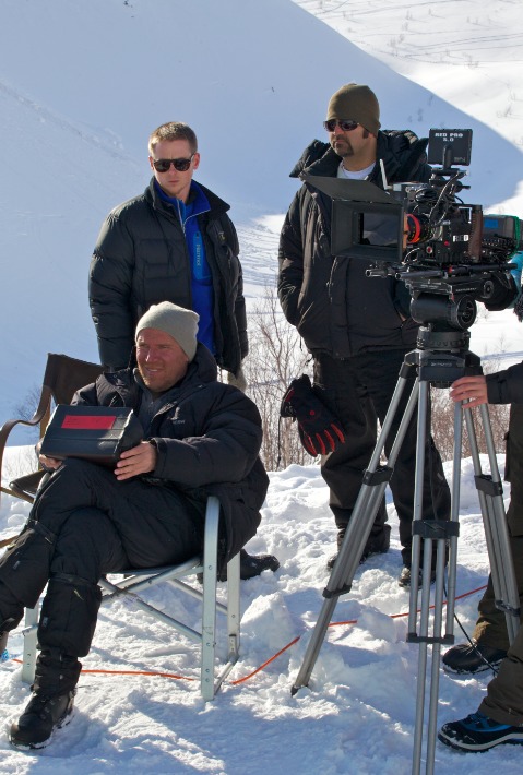 Renny Harlin, Richard Reid & Kia Jam on the set of The Devil's Pass (2013)