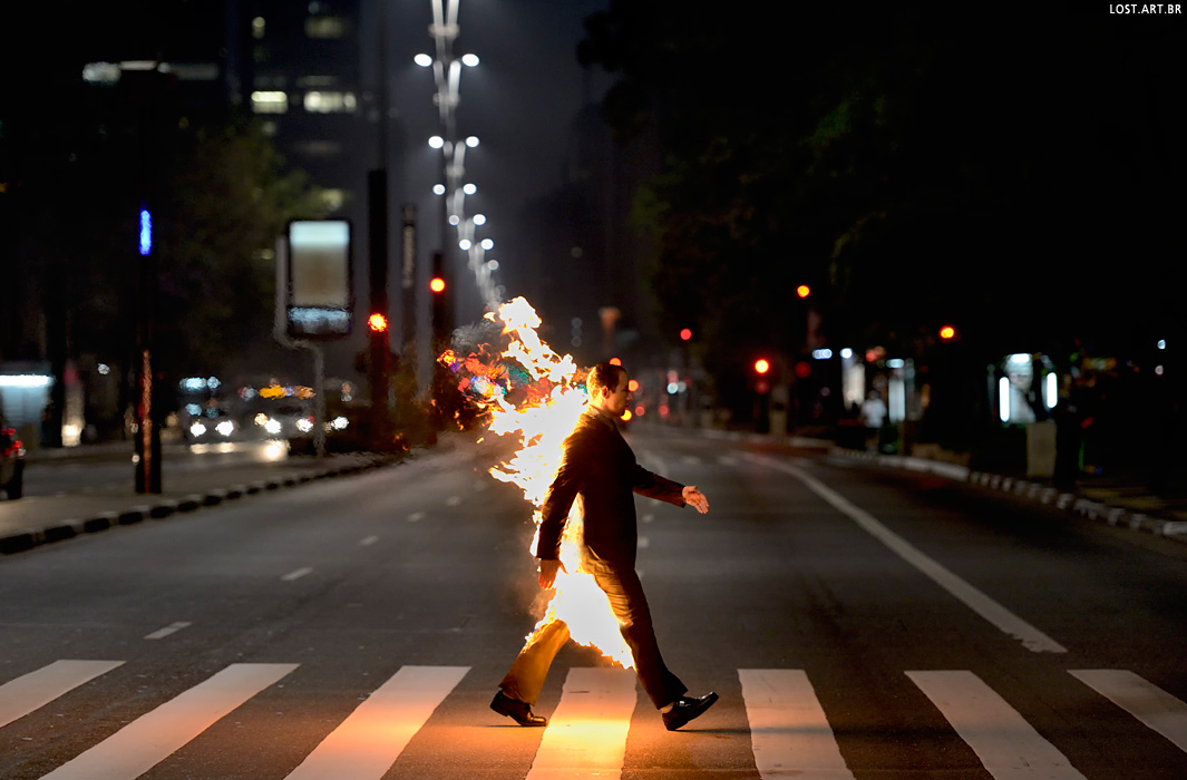 Burning Man Paulista Avenue Sao Paulo / Brazil