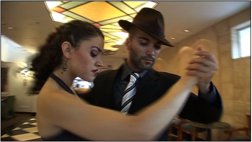 TV Reporter Tayfun King, Dancing Tango, Buenos Aires, Argentina