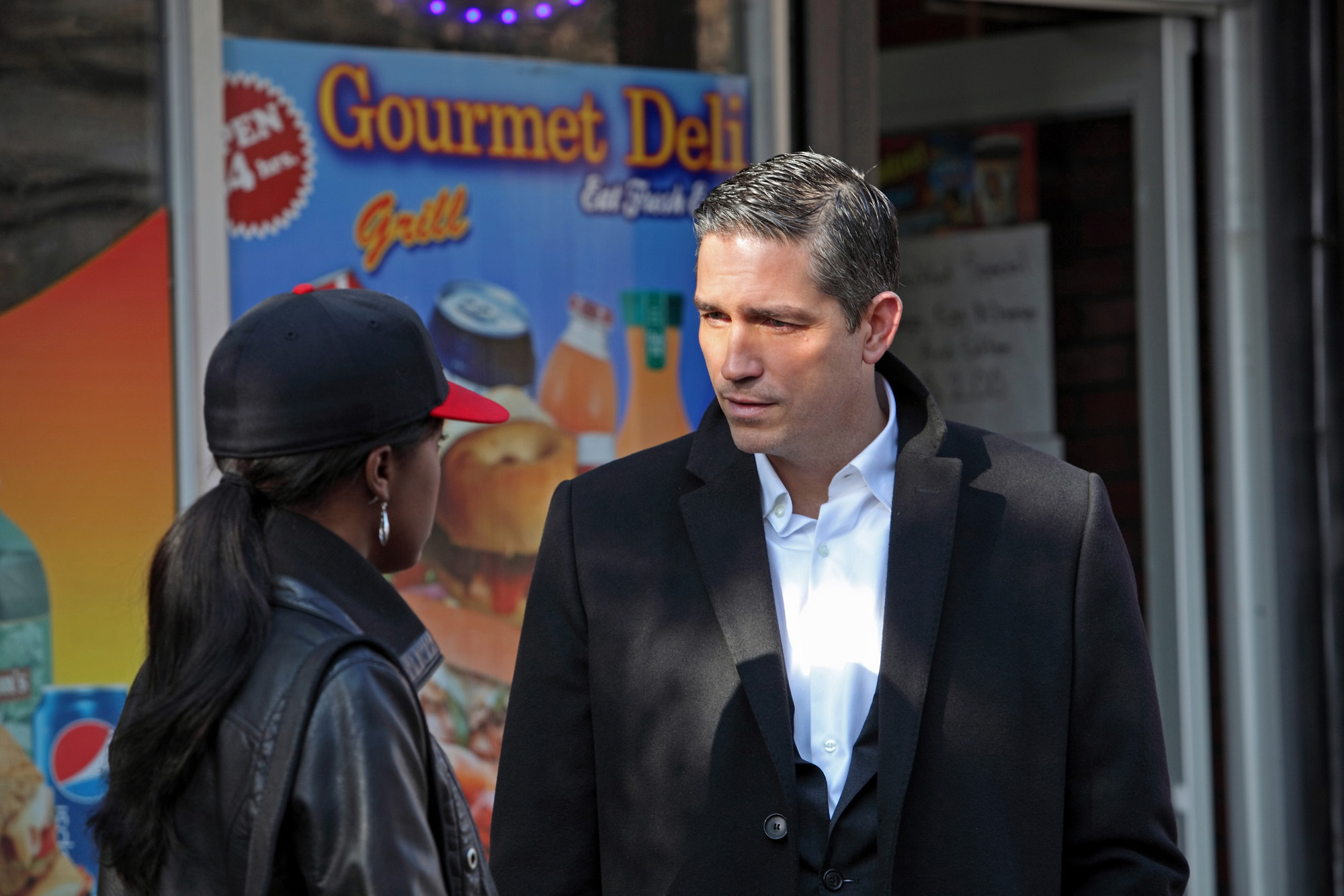 Still of Jim Caviezel and Aja Naomi King in Person of Interest (2011)