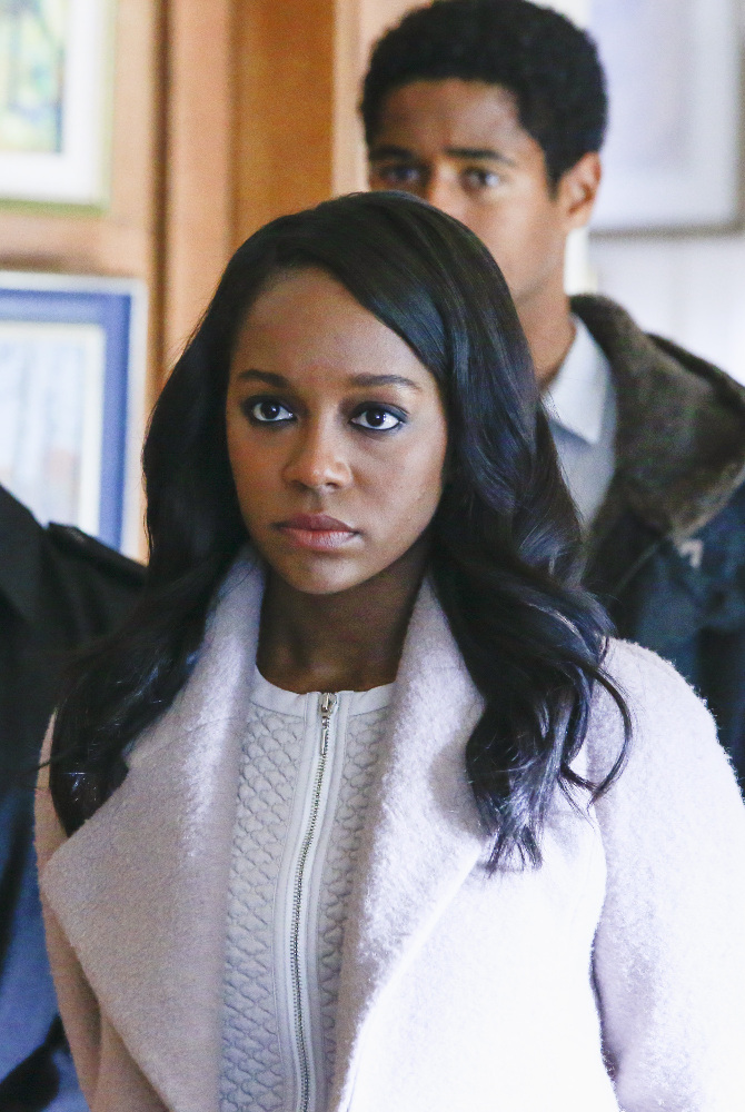 Still of Alfred Enoch and Aja Naomi King in How to Get Away with Murder (2014)