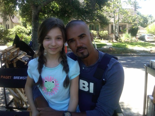 Stephanie Katherine Grant with Shemar Moore, on the set of Criminal Minds.