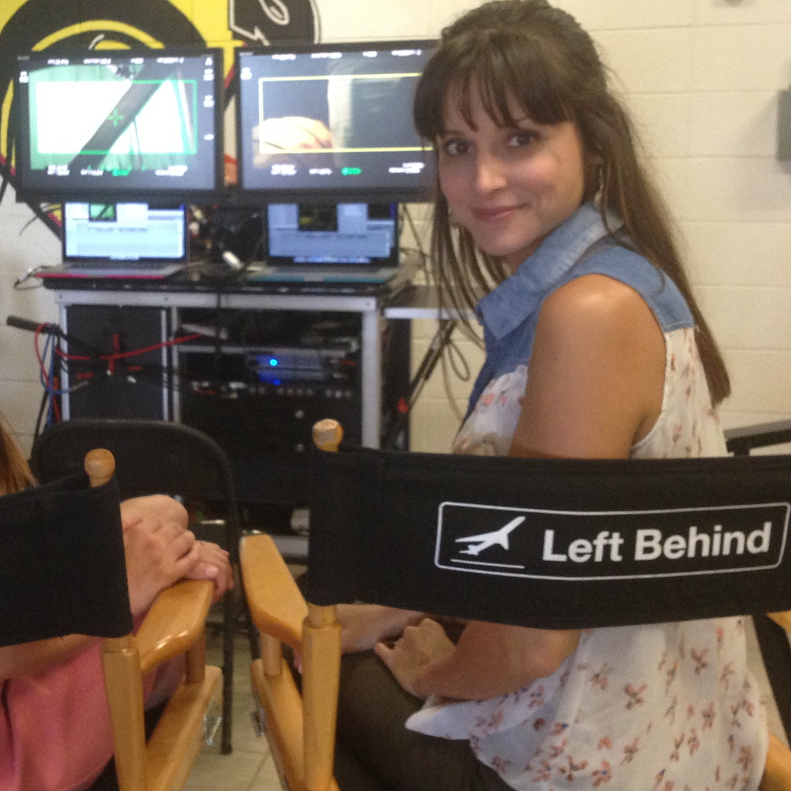 Candice Barley on set Left Behind