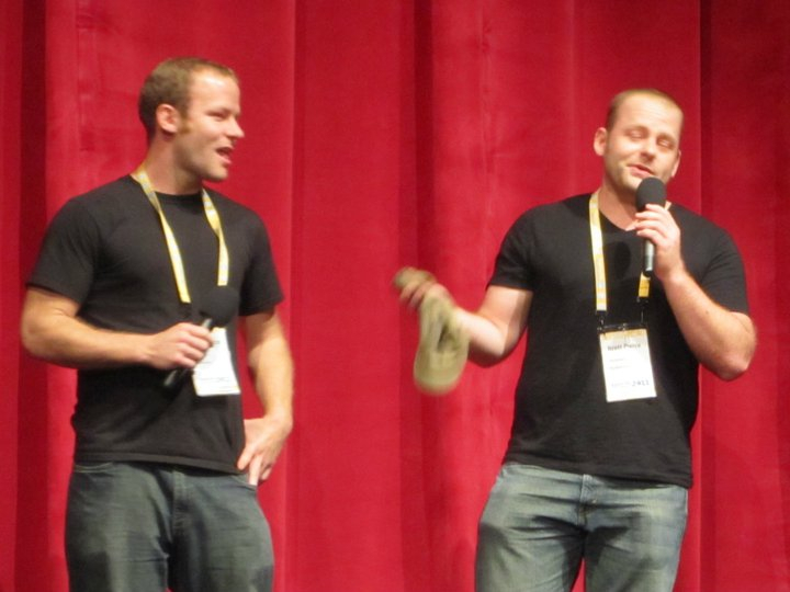 Brett Pierce & Drew Pierce talking on Traverse City Film Festival Filmmakers Panel, 2011. (from left) Drew Pierce, Brett Pierce