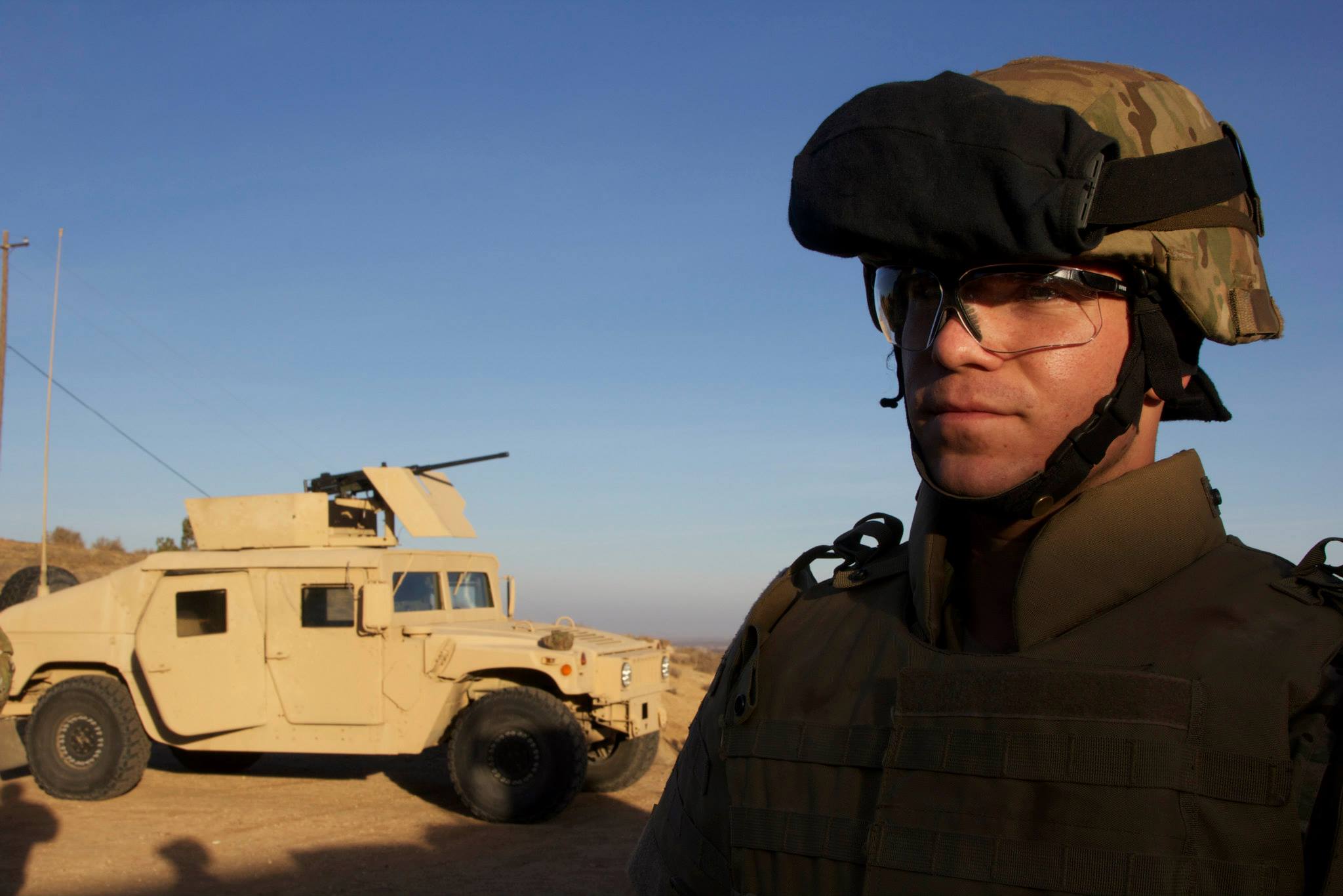 John Redlinger, pictured before driving an Army humvee during a stunt sequence.