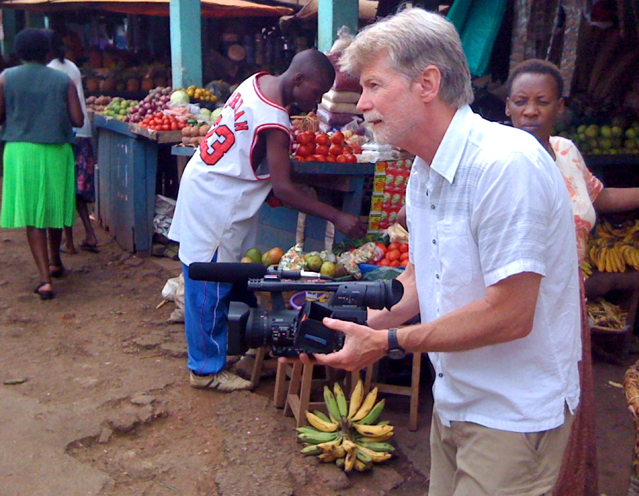 Sam Kauffmann filming in Uganda