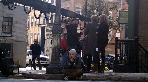 Miles Elliot in The Amazing Spiderman as Billy Connors on NY street backlot at Fox Studios with Marc Webb and Rhys Ifans