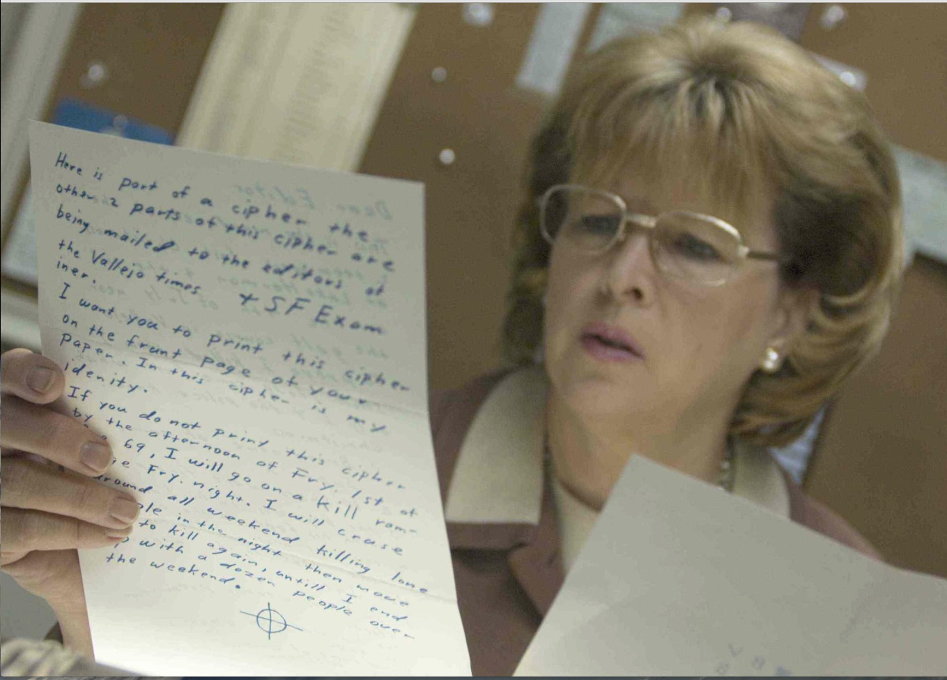 Zodiac killer's handwriting for the film 