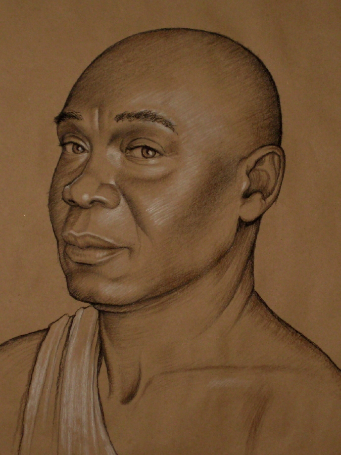 conte/charcoal slave portrait for 