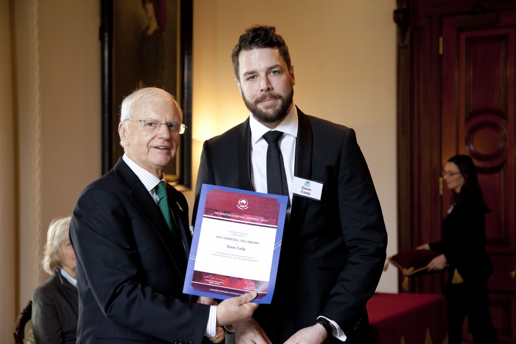 Receiving my Winston Churchill Fellowship from His Excellency the Honourable Alex Chernov AC QC, (former/then) Governor of Victoria in 2013.