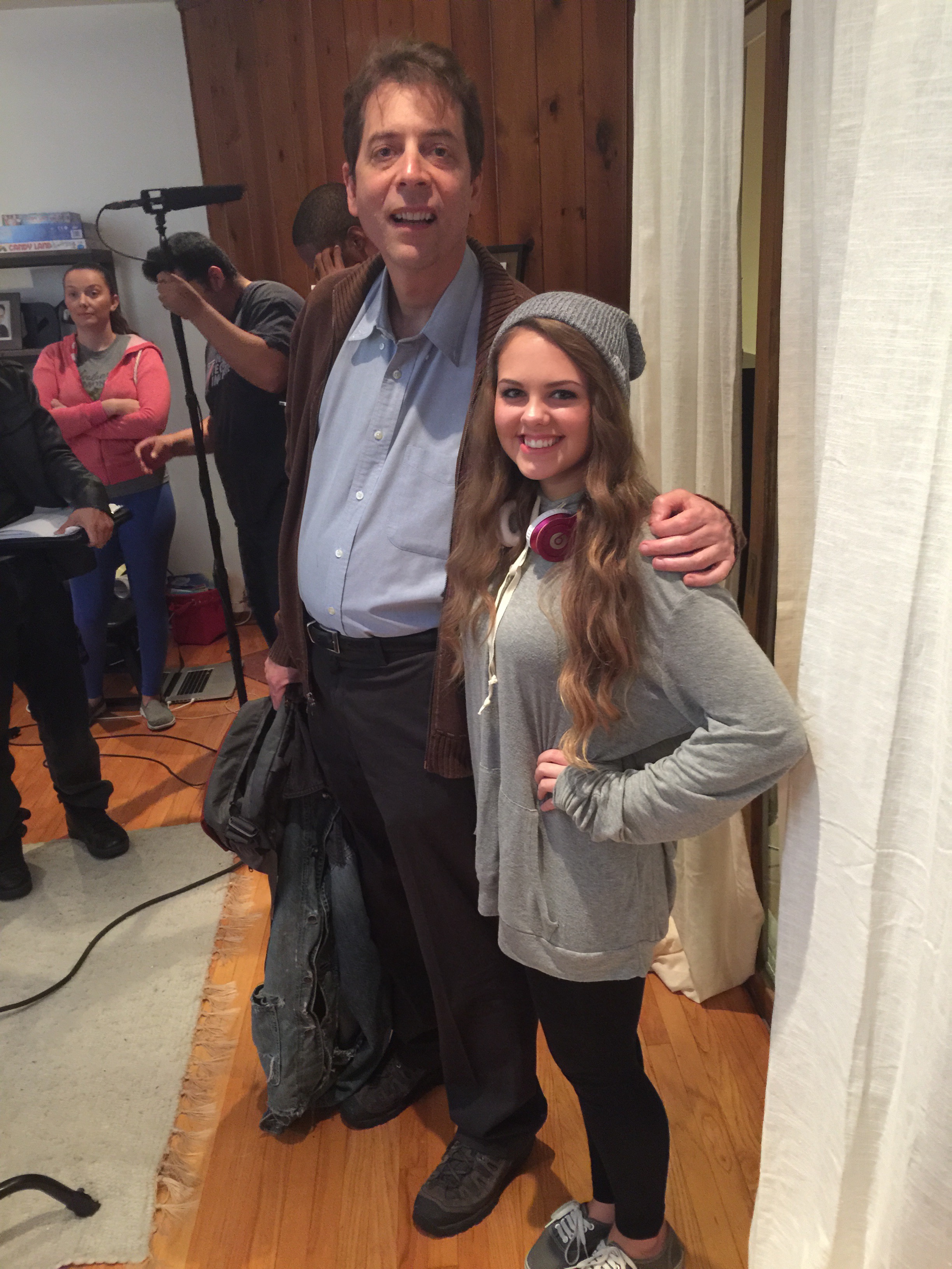 Amy Granlund 2014 Actor/Makeup Artist/YouTuber with Actor Fred Stoller on set of Stephen Glickman's The Greys