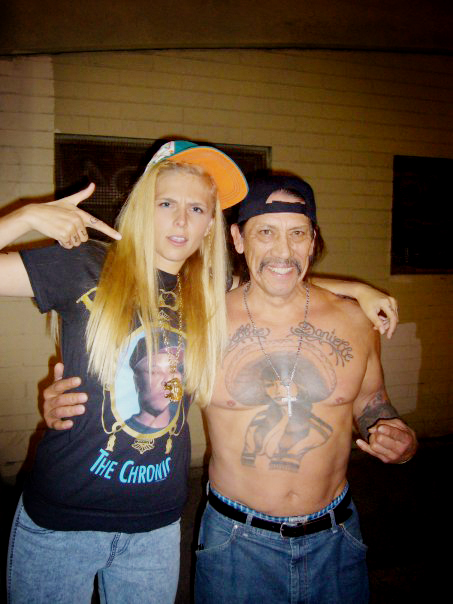 Claudia Pickering and Danny Trejo on the set of Sebring