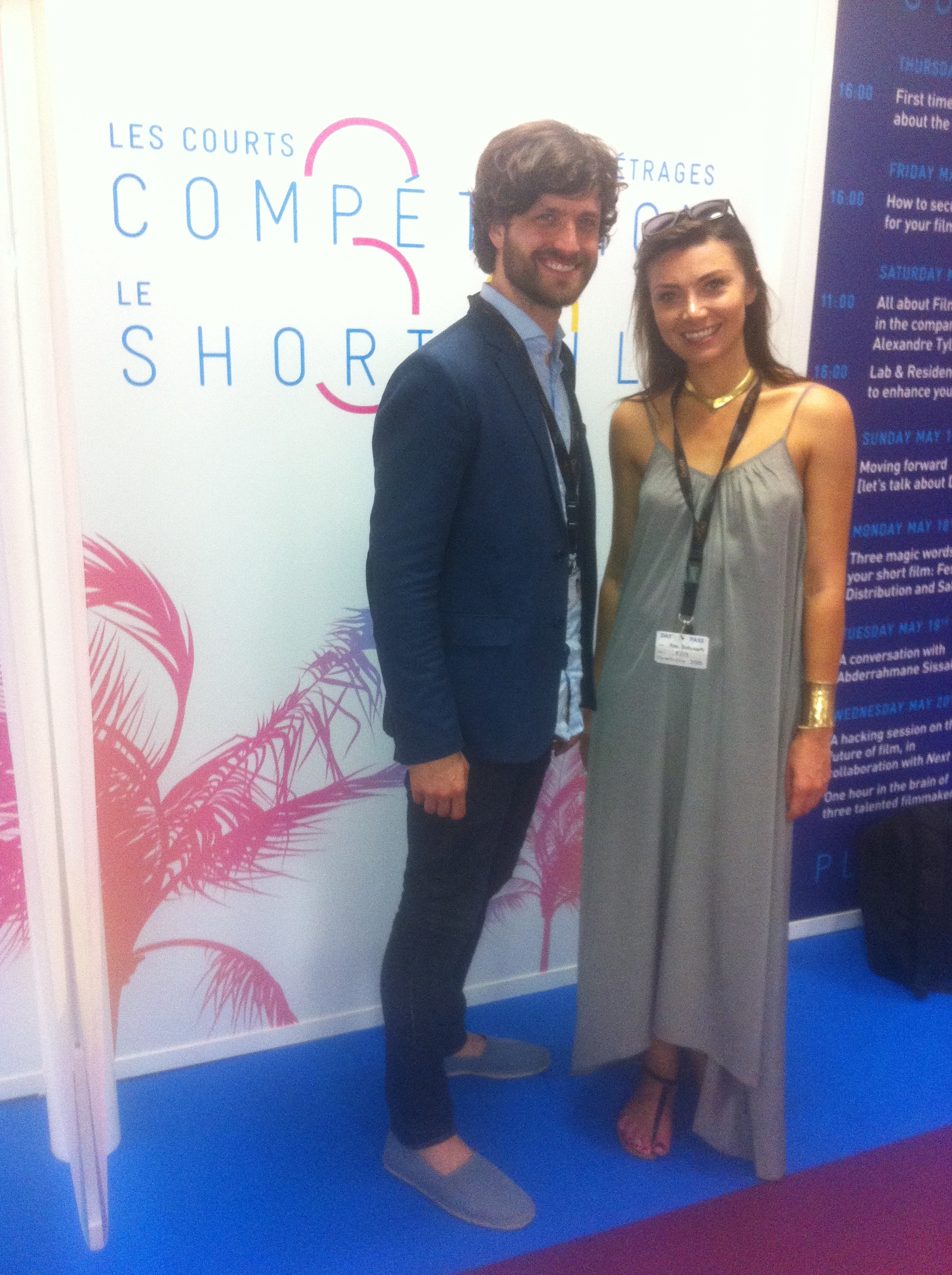 Roger Batalla with Alex Burunova at the Short Film Corner in Cannes 2015.