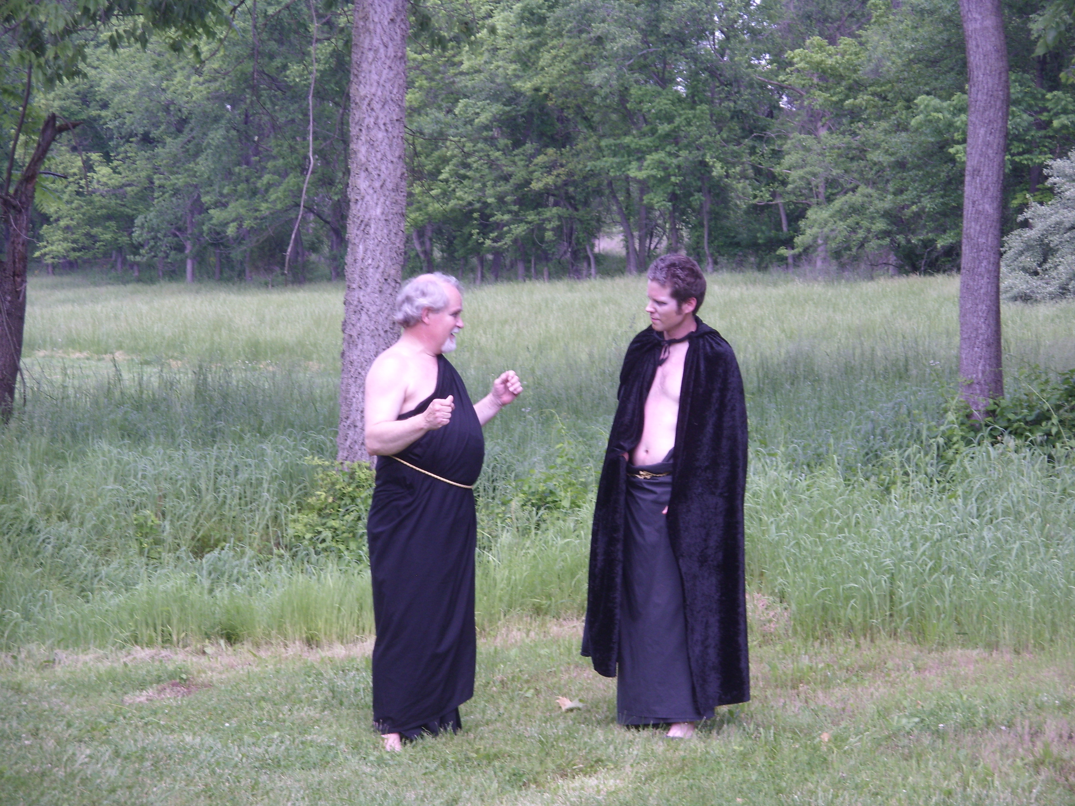 Ares (Neil McDonald) talking to Hades (Bryan Kreutz) just outside of Mount Olympus. Ares entertaining Hades idea to plan an attack together and both rule Mt.Olympus.