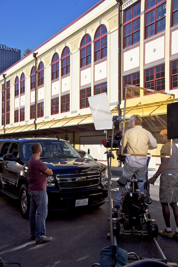 Nick Jones Jr. and Todor Chapkanov on the set of Storm War.