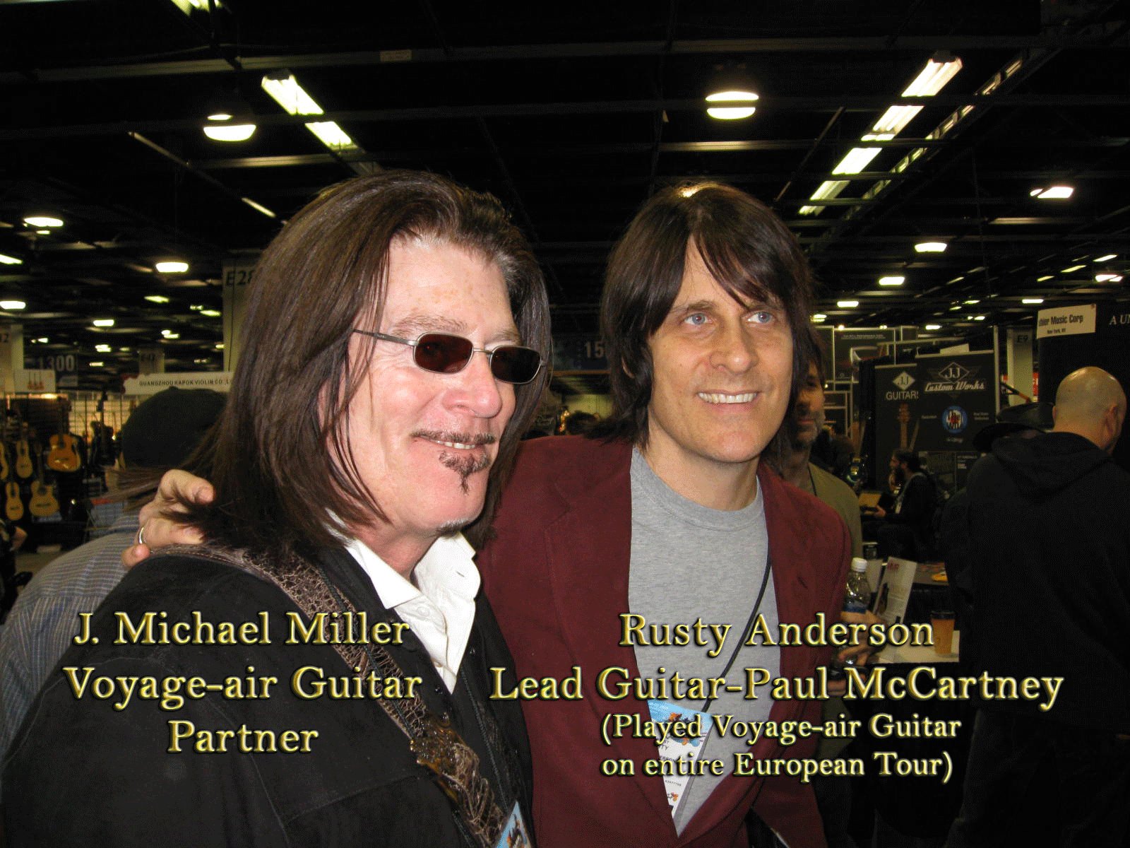 J. Michael Miller with Rusty Anderson, Lead Guitar Player with Paul McCartney (player of Voyage-air Guitar)