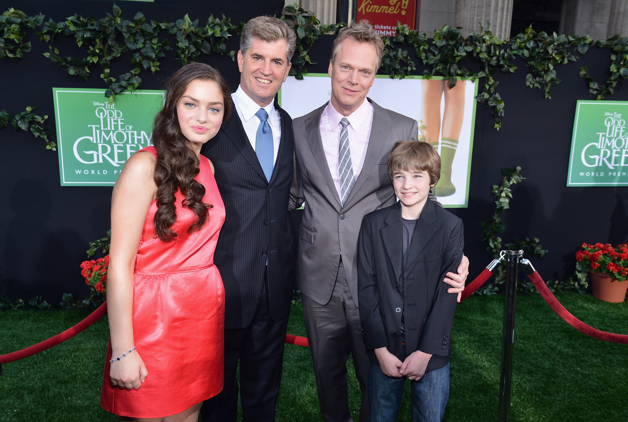 Peter Hedges, James Whitaker, CJ Adams and Odeya Rush at event of The Odd Life of Timothy Green (2012)