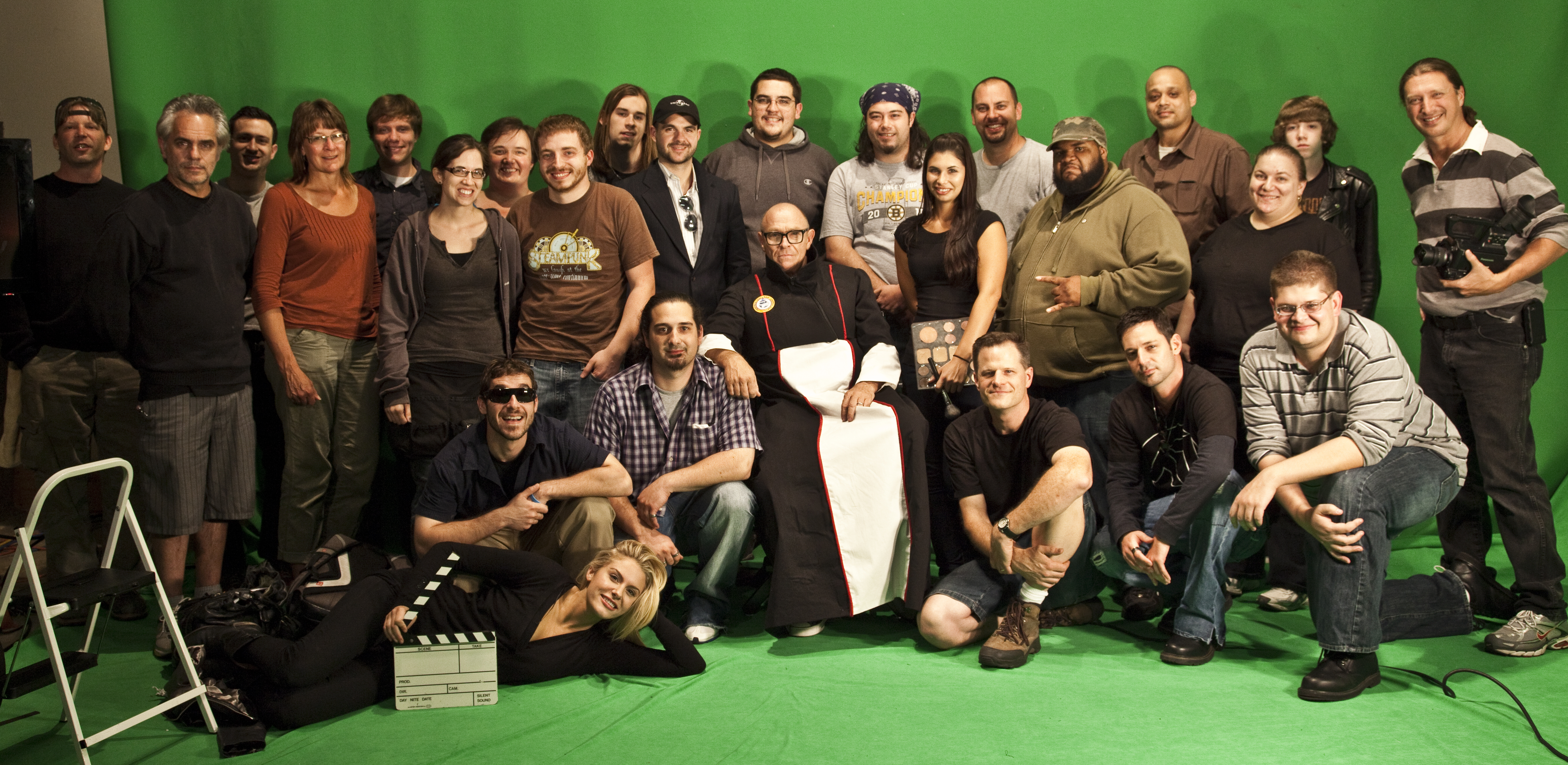 Crew photo from set of Sensory Perception including Alessandro Signore, Corbin Bernsen, David Sikora, David Gere, Jackie Moore