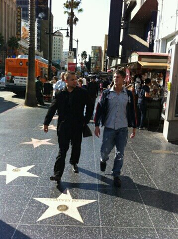 Actors Beau Brasseaux and Austin Naulty on Hollywood blvd.