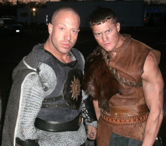 Actors Beau Brasseaux and Aaron Sacton on set of Dungeons and Dragons 3