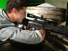 Mark Wahlberg double Beau Brasseaux on the set of the film 2 Guns.