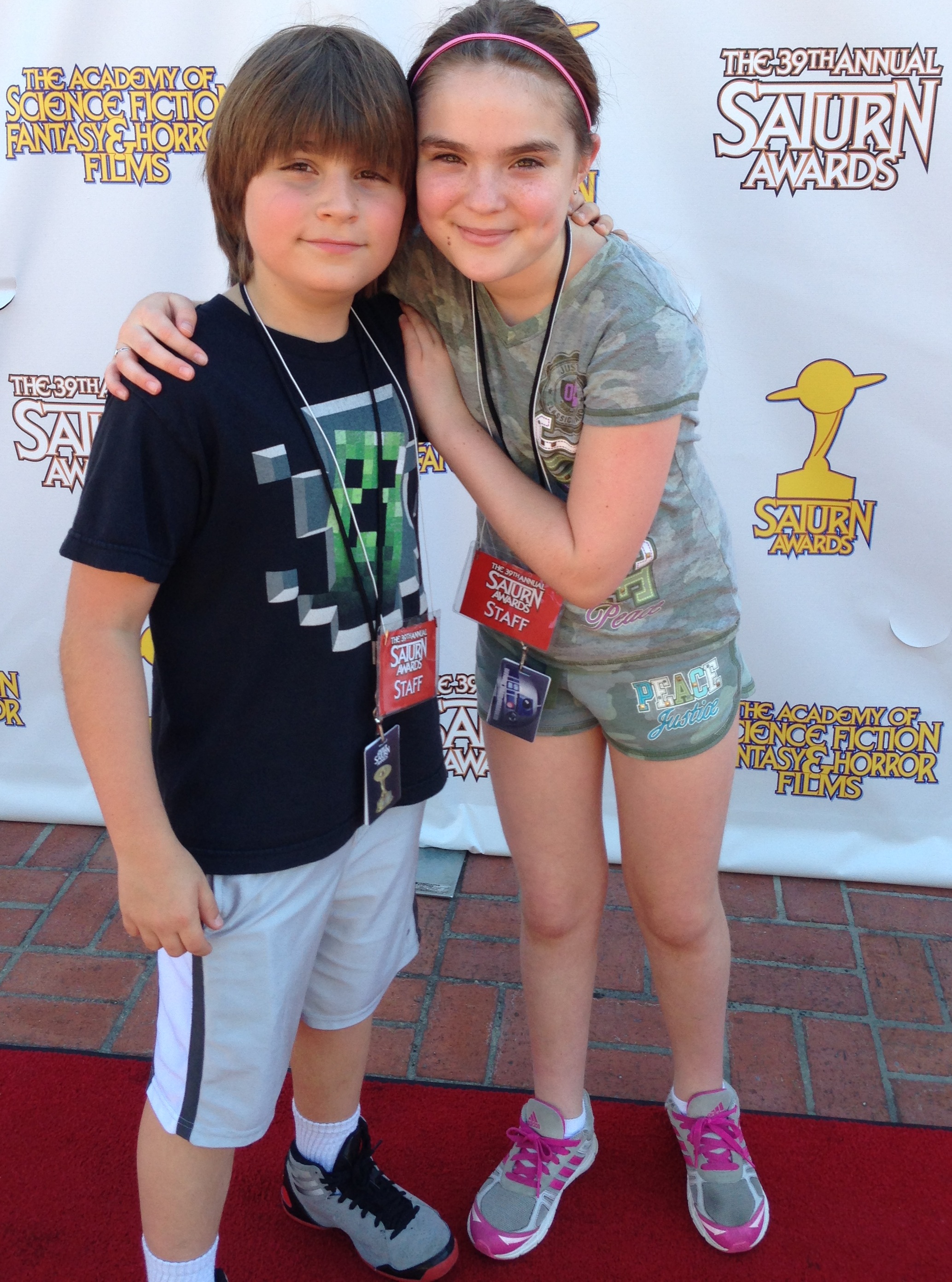 Stone Eisenmann & HannaH Eisenmann on the Red Carpet at the 2013 Saturn Awards. (They are the Ewoks everyone is talking about)