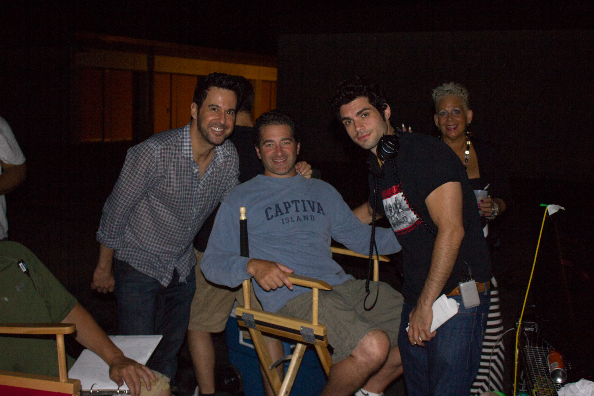 Tom DeNucci on the set of Self Storage with Jonathan Silverman and Chad A. Verdi