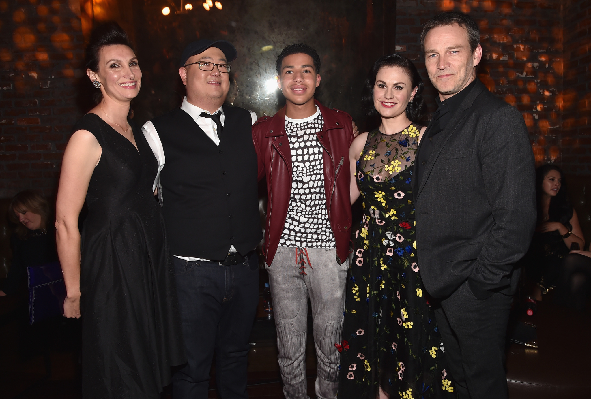 Anna Paquin, Stephen Moyer, Peter Sohn, Anna Chambers and Marcus Scribner at event of The Good Dinosaur (2015)