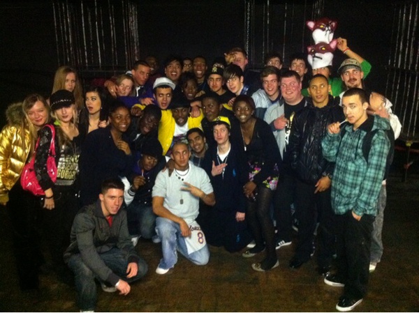 Ben Probert on-set with the cast for Boy Better Know, JME and Adam Deacons music video 