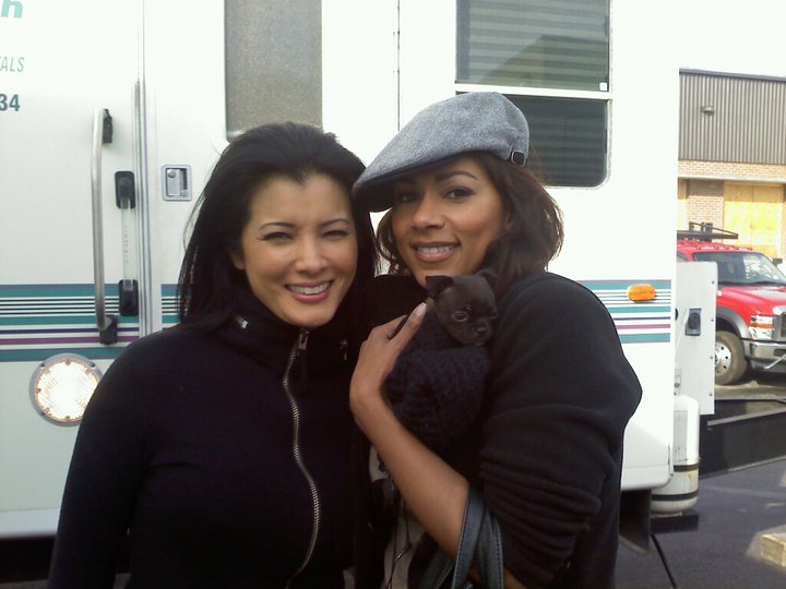 Kelly Hu & Jeni Perillo on set