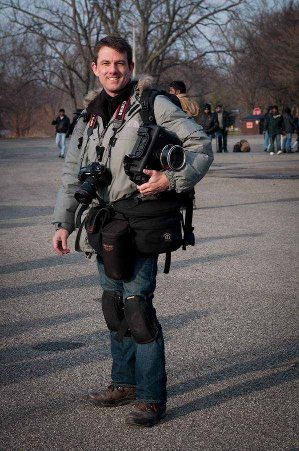 Dan Irving working on the set of 