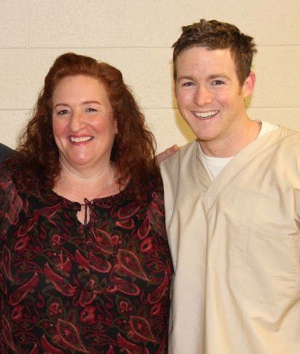 Rusty Schwimmer and Tommy Beardmore on the set of Greetings! From Prison