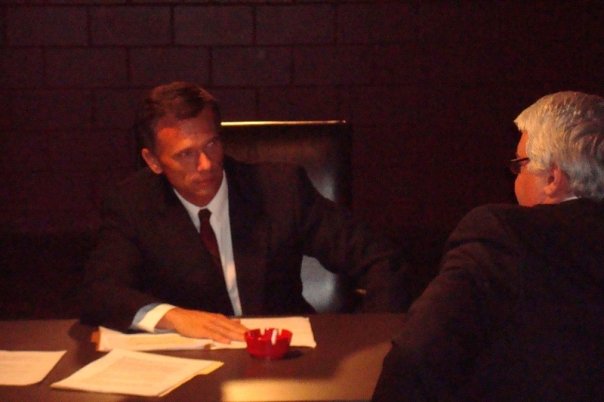 Sean McGillen as Agent Karl Taylor and Bob Cousins as President John F. Kennedy in 