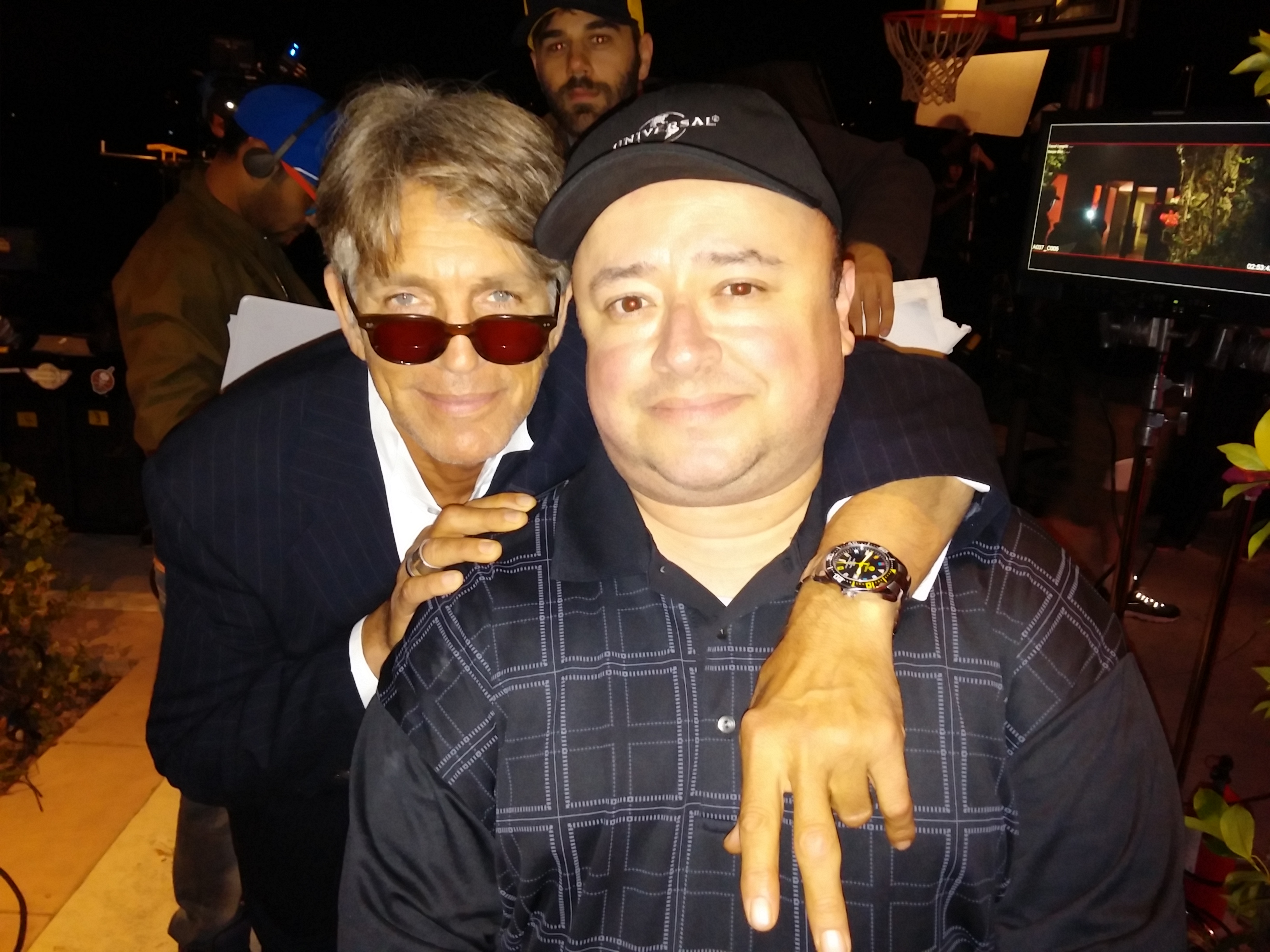 Eric Roberts and Gabriel Campisi on the set of School's Out.
