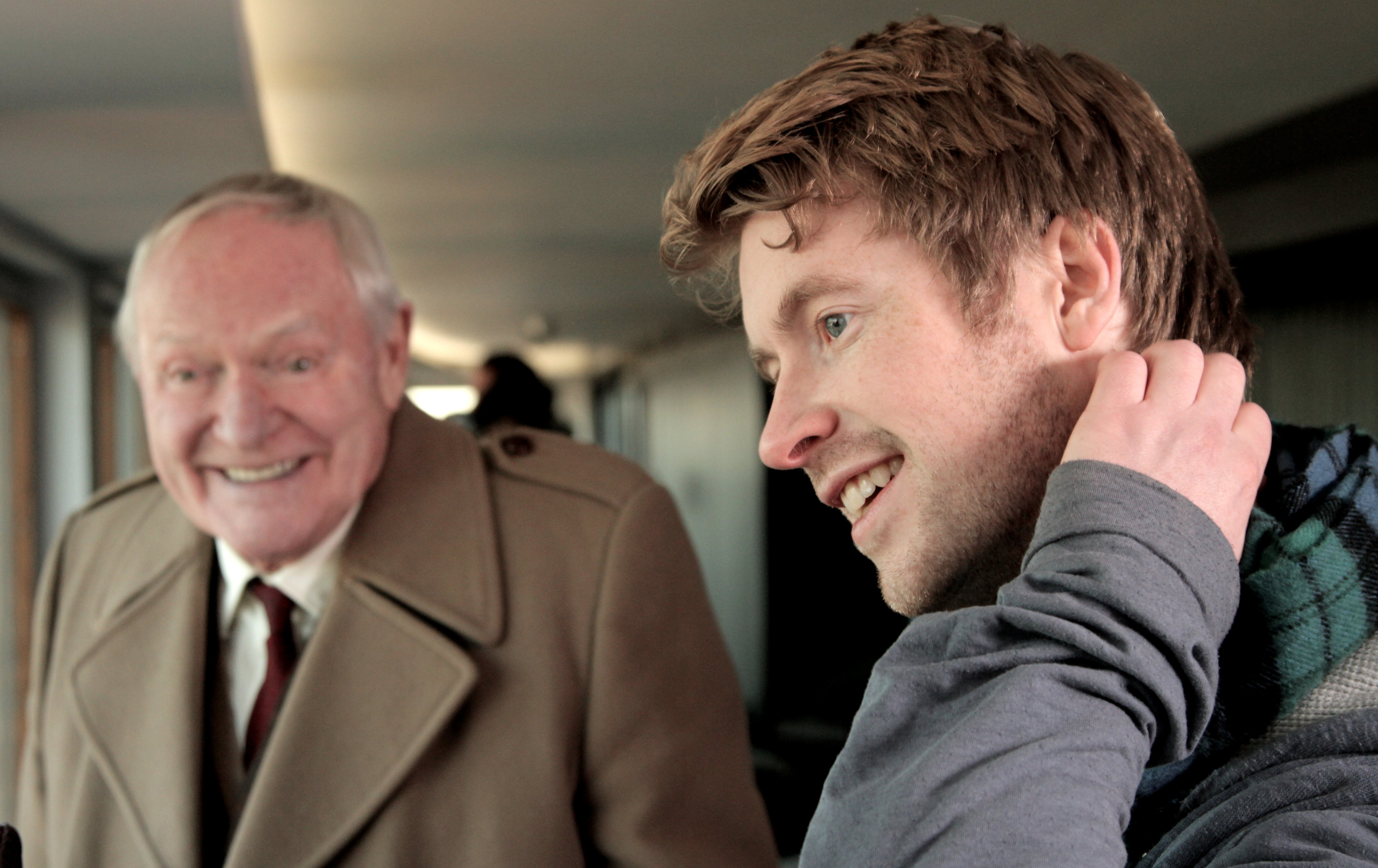 Greg Ash and Julian Glover on the set of Mr. Invisible (2013)