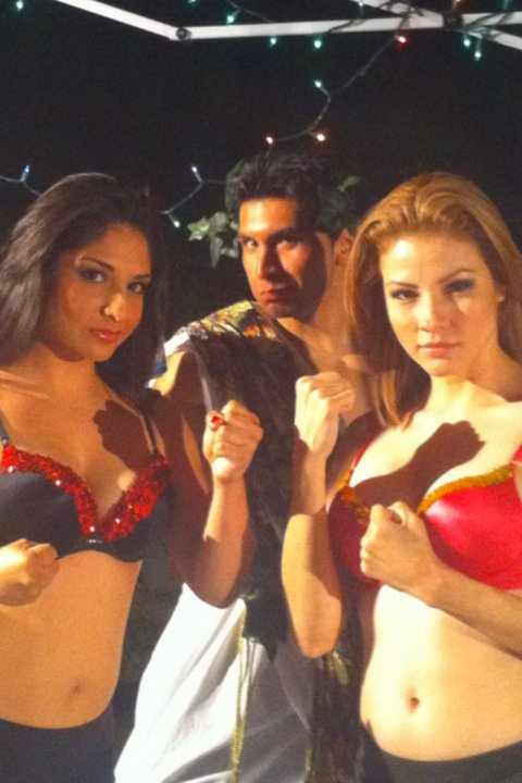 Lisa May, Jesse Castellanos, and Viridiana Garza in fight scene in movie The Party at the End of the World now in post production. The film will be released in January 2012.