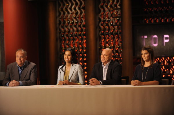 Still of Padma Lakshmi, Gail Simmons, Tom Colicchio and Tony Mantuano in Top Chef: Advantage Chef (2010)