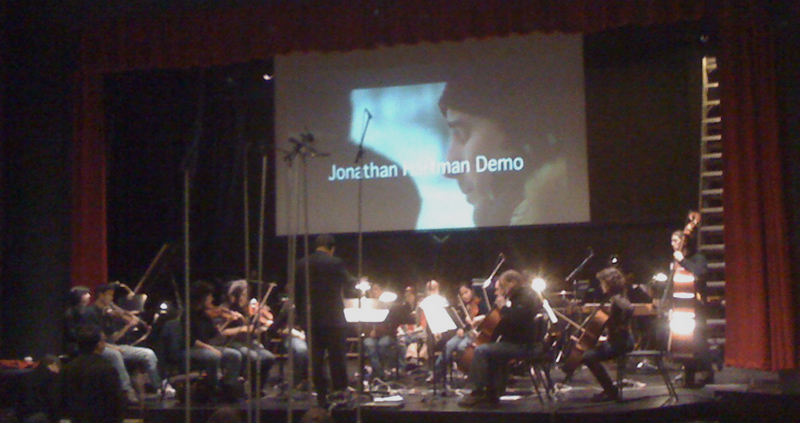 Jonathan Hartman conducting a chamber ensemble recording session, New York City