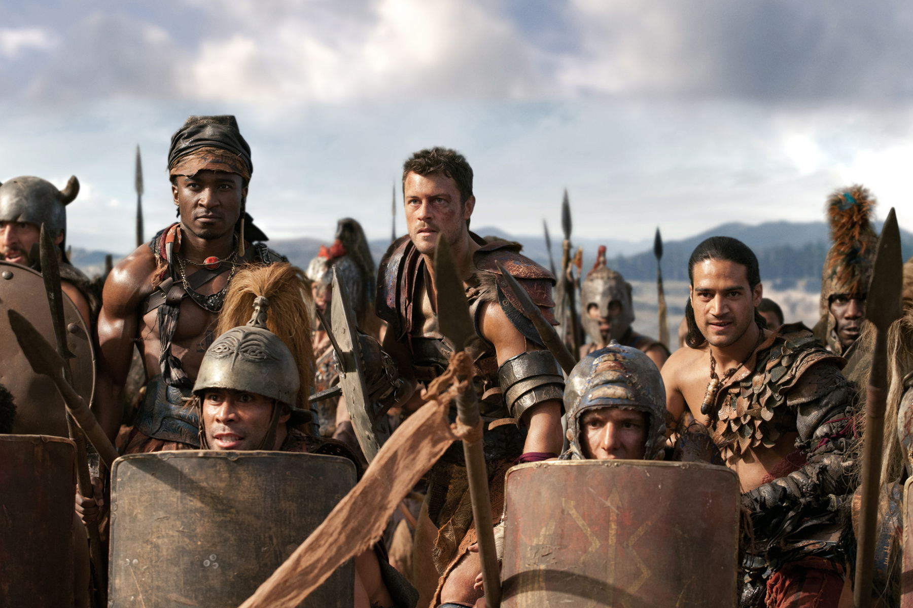 Still of Daniel Feuerriegel, Pana Hema Taylor and Blessing Mokgohloa in Spartacus: Blood and Sand (2010)