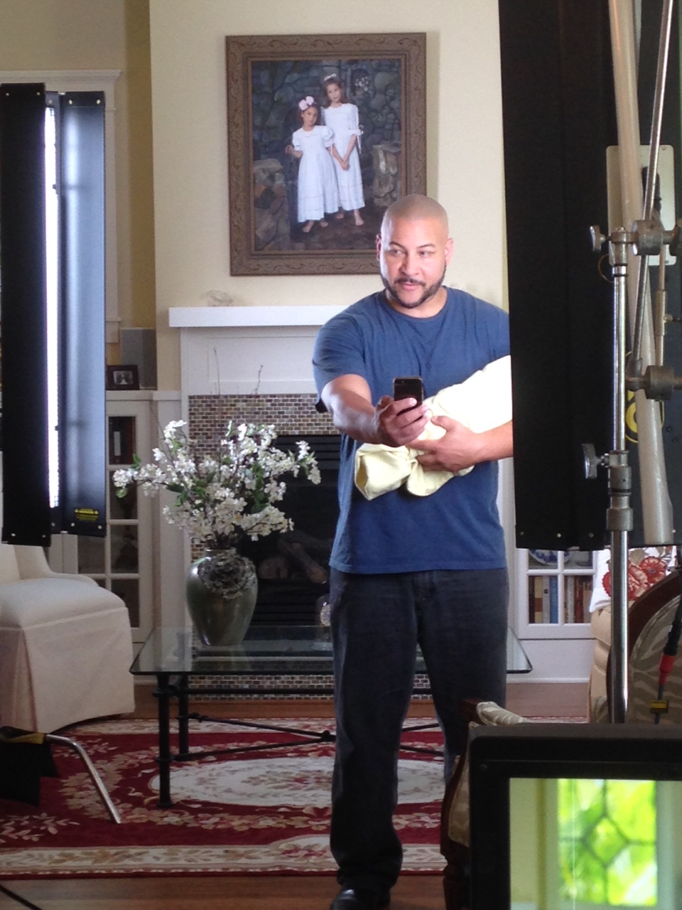 Amscot commercial shoot - I get to show my soft side playing a new father.