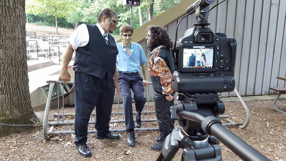 Joe DeBartolo, Randy Cook and Sue Cook filming episode 4 of the TV show, 'The Deadersons', 2015.