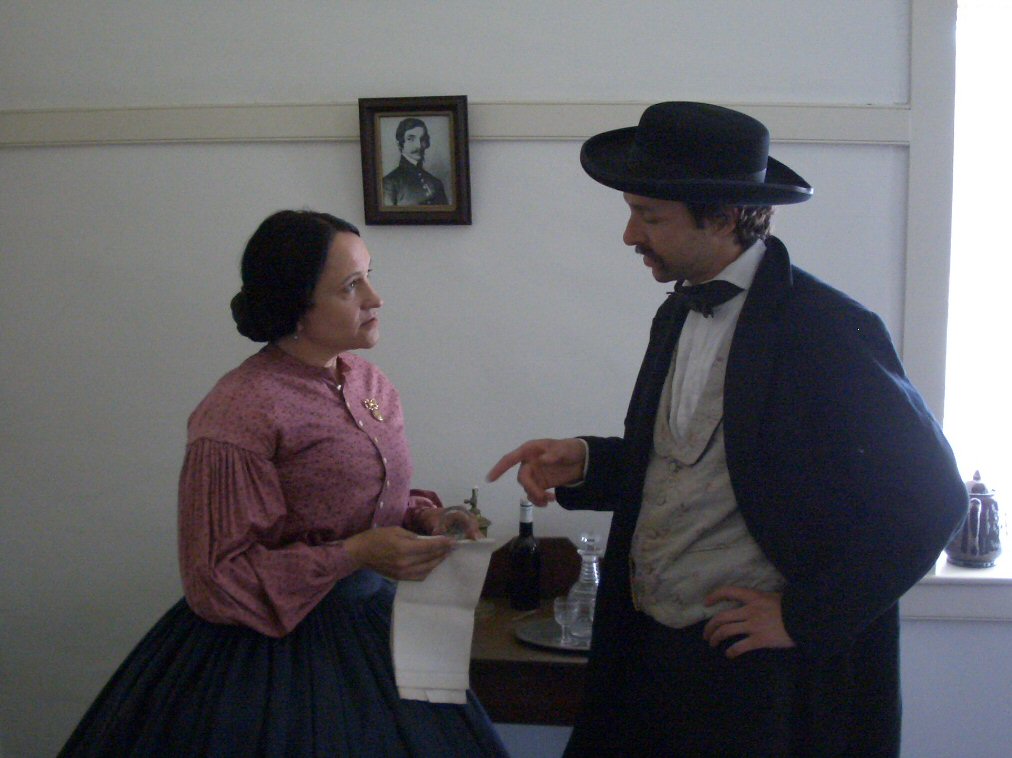 as Mary Surratt with Jean-Pierre Parent in The Hunt for John Wilkes Booth, filmed in Fort Tejon, California 2006